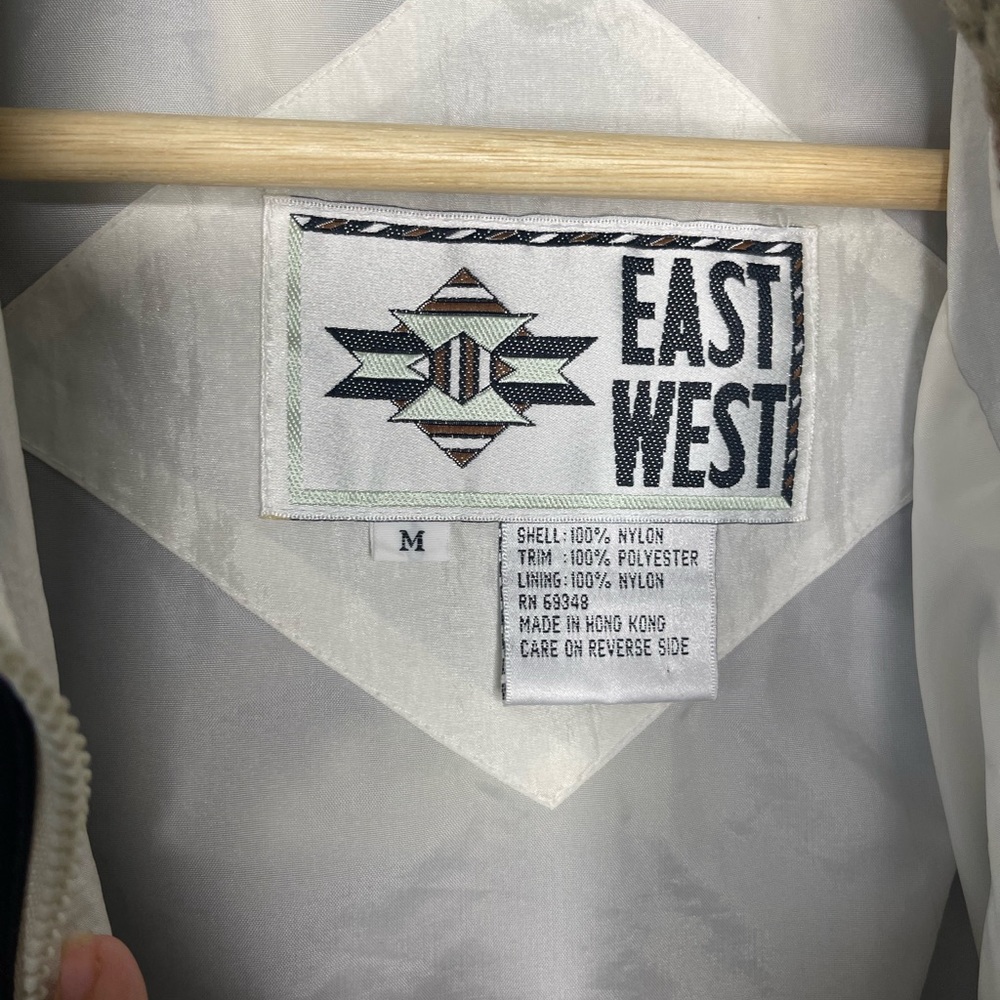 Vintage East West Aztec Teal Brown White Fleece Nylon Windbreaker Size Medium - Picture 5 of 8